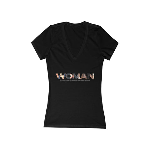 WOMAN Release Commemorative - Women's Jersey Short Sleeve Deep V-Neck Tee