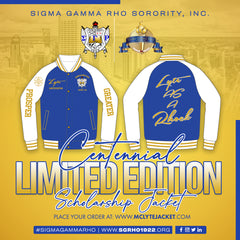 The Blue, Gold, and White Sigma Gamma Rho MC Lyte Centennial Limited Edition Scholarship Jacket