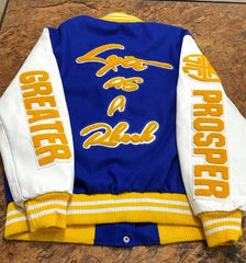 The Blue, Gold, and White Sigma Gamma Rho MC Lyte Centennial Limited Edition Scholarship Jacket